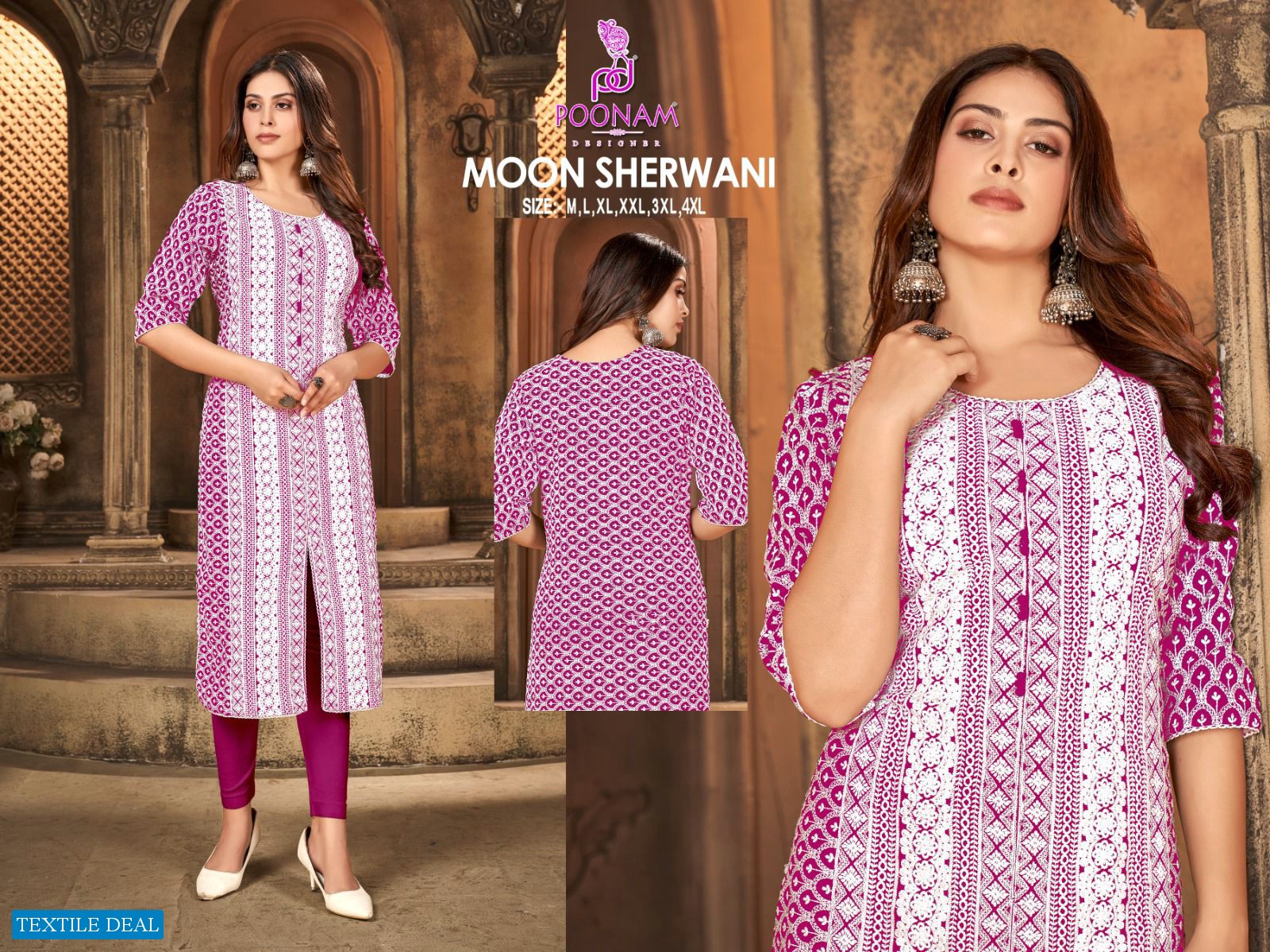 POONAM DESIGNER PRESENT MOON SHERWANI STYLE CHIKANKARI WORK WOMAN KURTA