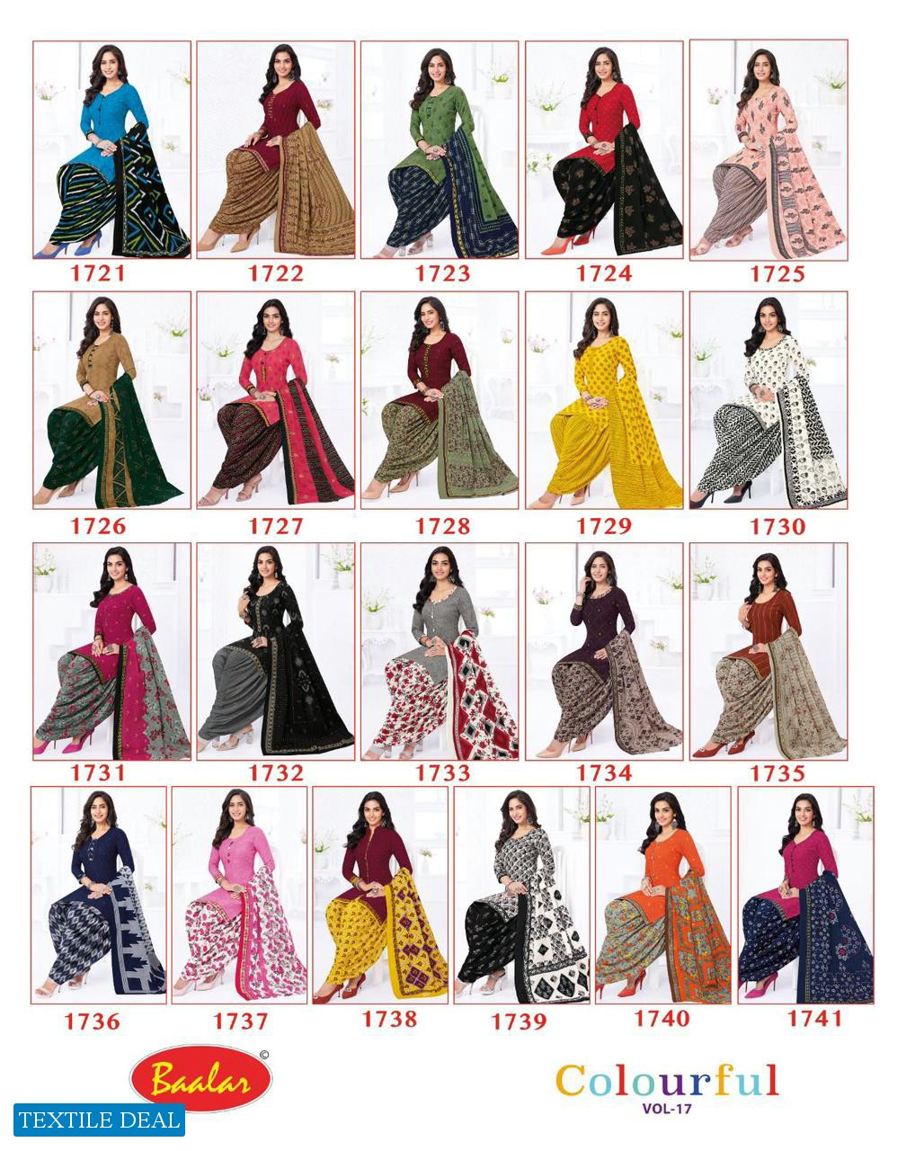 Baalar Colourful Vol-17 Wholesale Pure Cotton Printed Dress Material