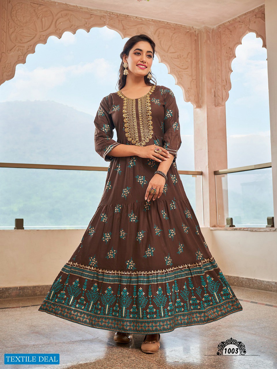 VIYAA DESIGNER PRESENT FANTASY FANCY FOIL PRINT LONG GOWN KURTIS