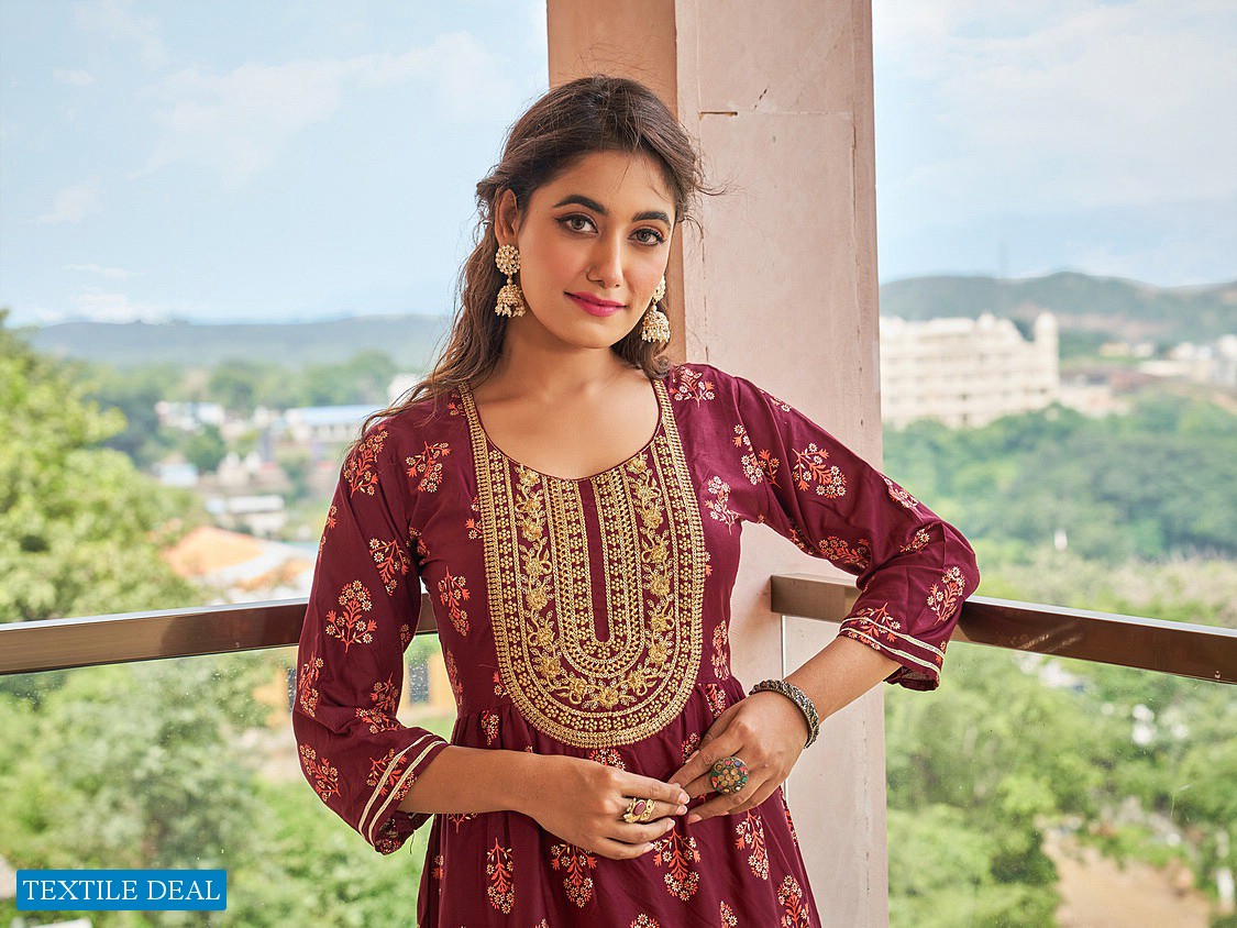 VIYAA DESIGNER PRESENT FANTASY FANCY FOIL PRINT LONG GOWN KURTIS