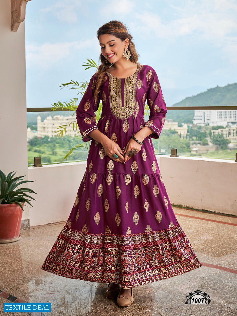 VIYAA DESIGNER PRESENT FANTASY FANCY FOIL PRINT LONG GOWN KURTIS