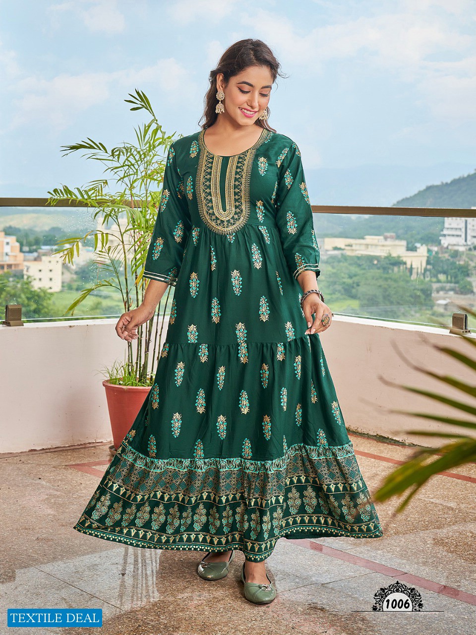 VIYAA DESIGNER PRESENT FANTASY FANCY FOIL PRINT LONG GOWN KURTIS