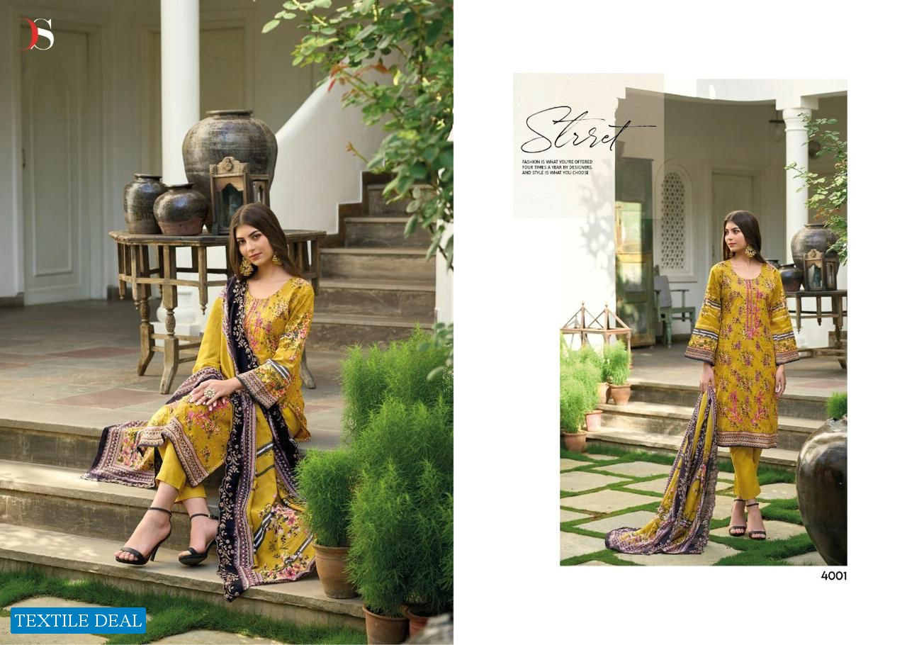Deepsy Bin Saeed Lawn Collection Vol-4 Wholesale Pure Cotton With Self Embroidery Salwar Suits