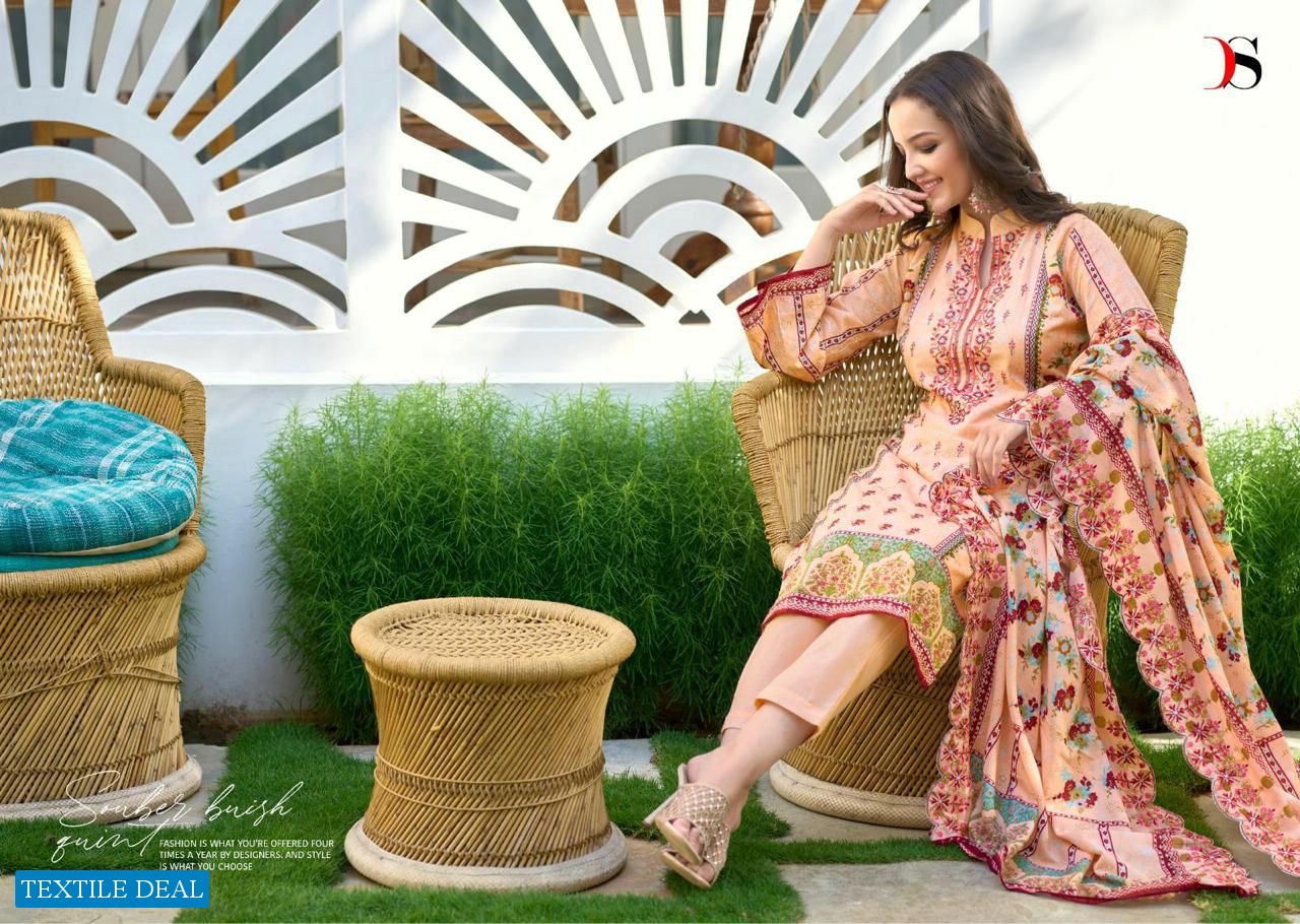 Deepsy Bin Saeed Lawn Collection Vol-4 Wholesale Pure Cotton With Self Embroidery Salwar Suits