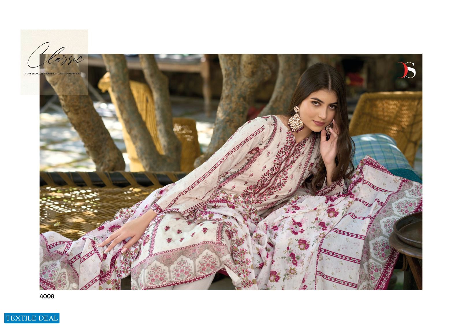 Deepsy Bin Saeed Lawn Collection Vol-4 Wholesale Pure Cotton With Self Embroidery Salwar Suits