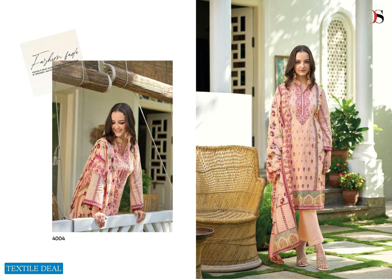 Deepsy Bin Saeed Lawn Collection Vol-4 Wholesale Pure Cotton With Self Embroidery Salwar Suits