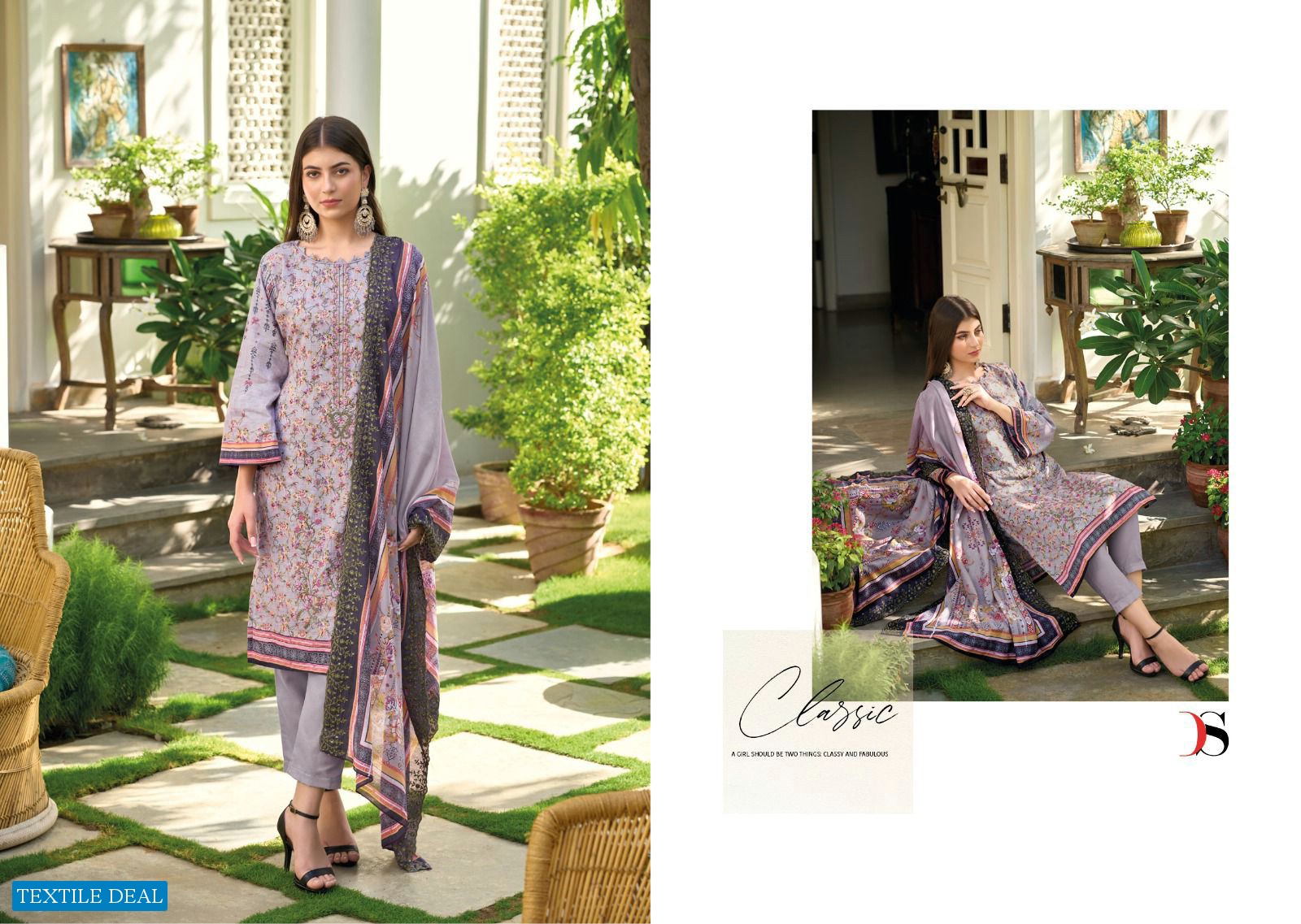 Deepsy Bin Saeed Lawn Collection Vol-4 Wholesale Pure Cotton With Self Embroidery Salwar Suits