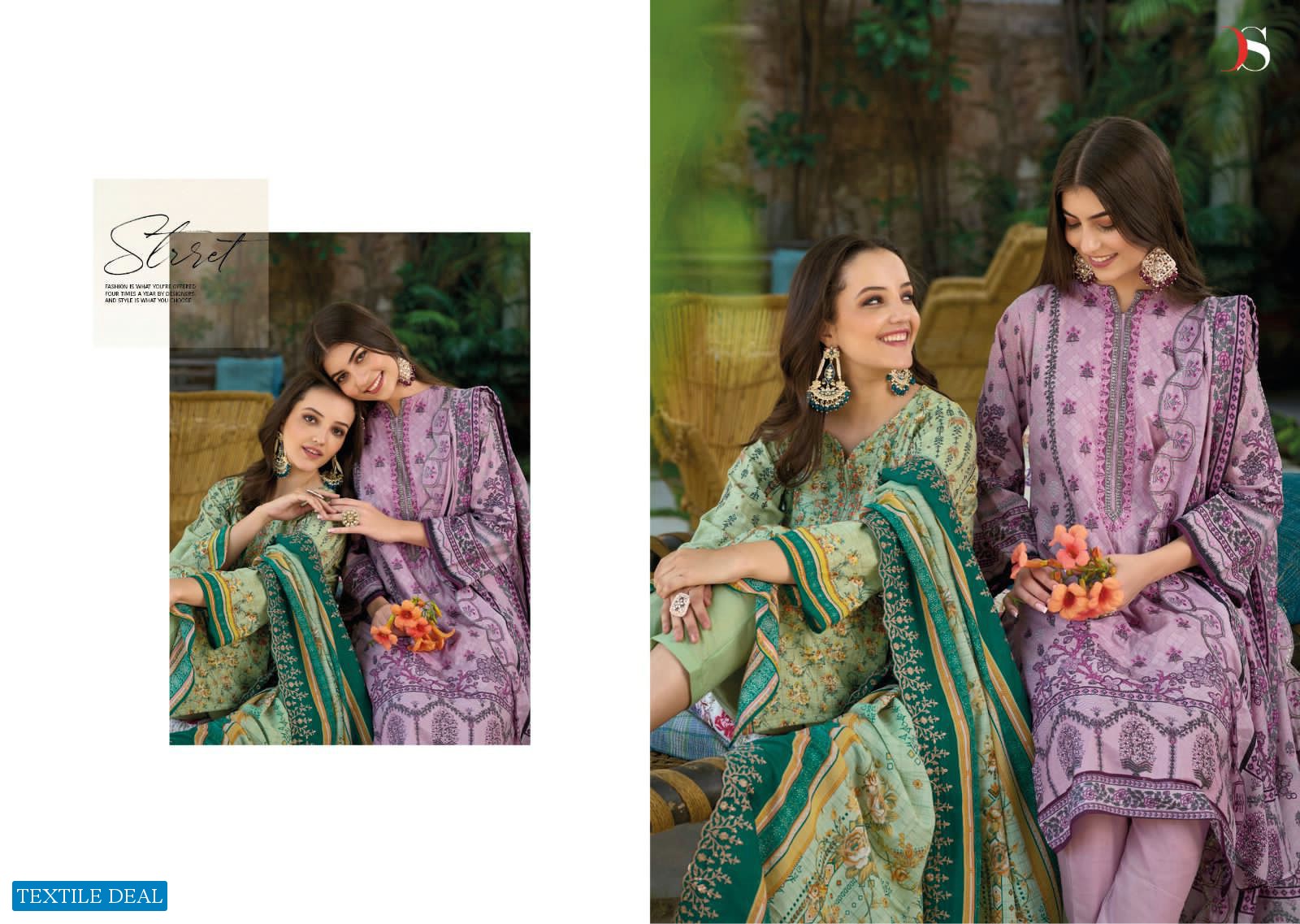 Deepsy Bin Saeed Lawn Collection Vol-4 Wholesale Pure Cotton With Self Embroidery Salwar Suits