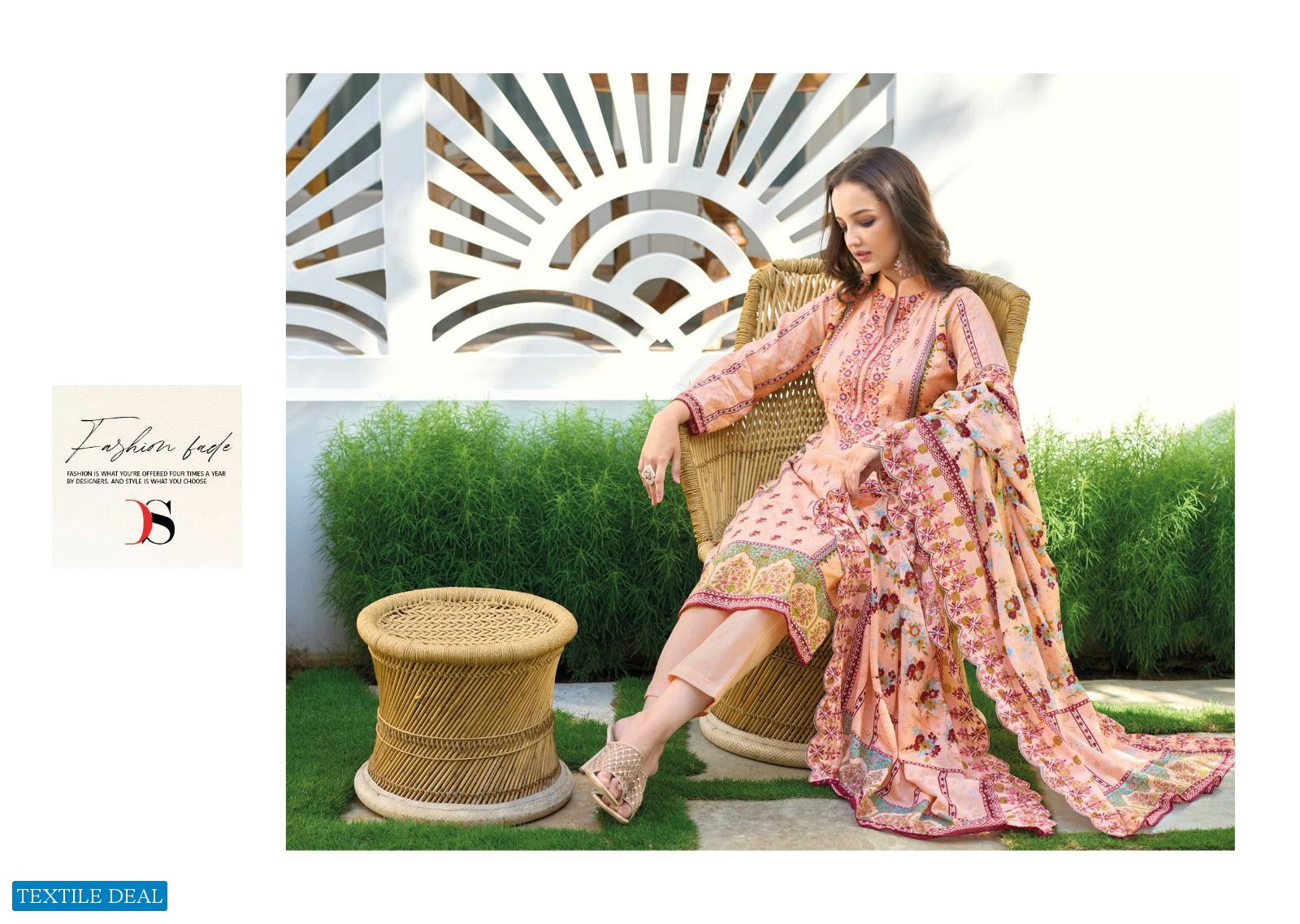 Deepsy Bin Saeed Lawn Collection Vol-4 Wholesale Pure Cotton With Self Embroidery Salwar Suits