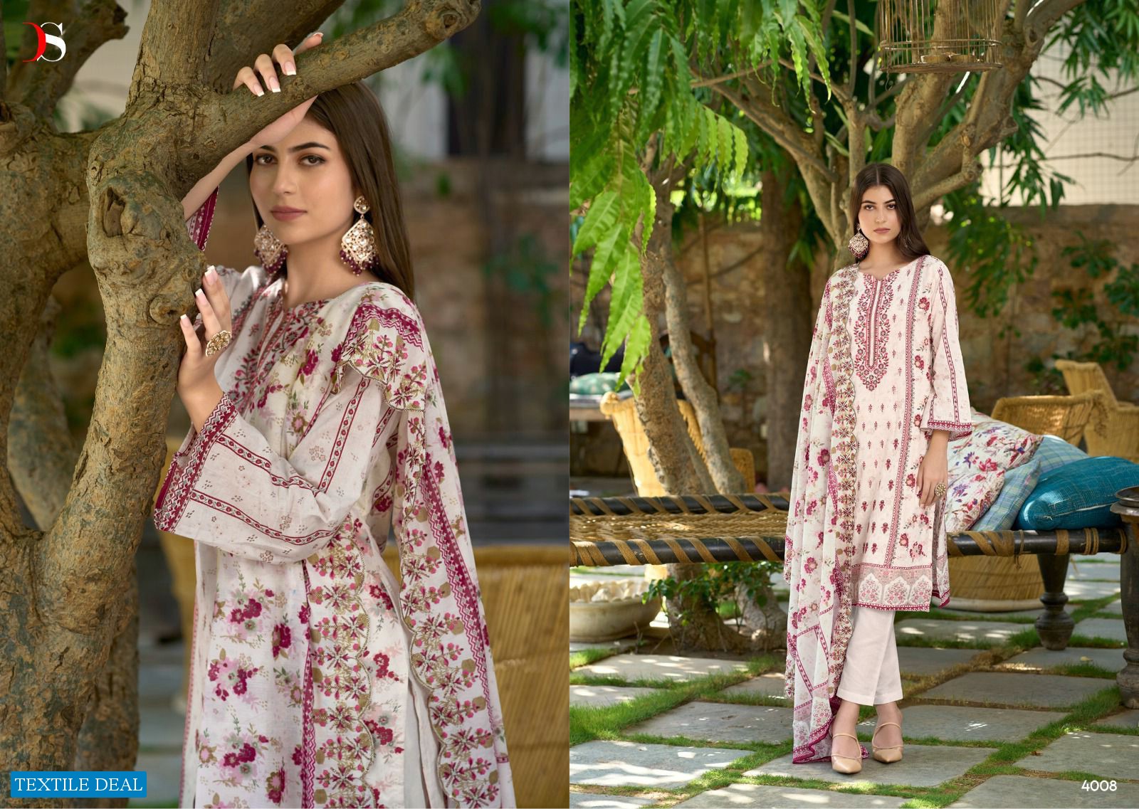 Deepsy Bin Saeed Lawn Collection Vol-4 Wholesale Pure Cotton With Self Embroidery Salwar Suits
