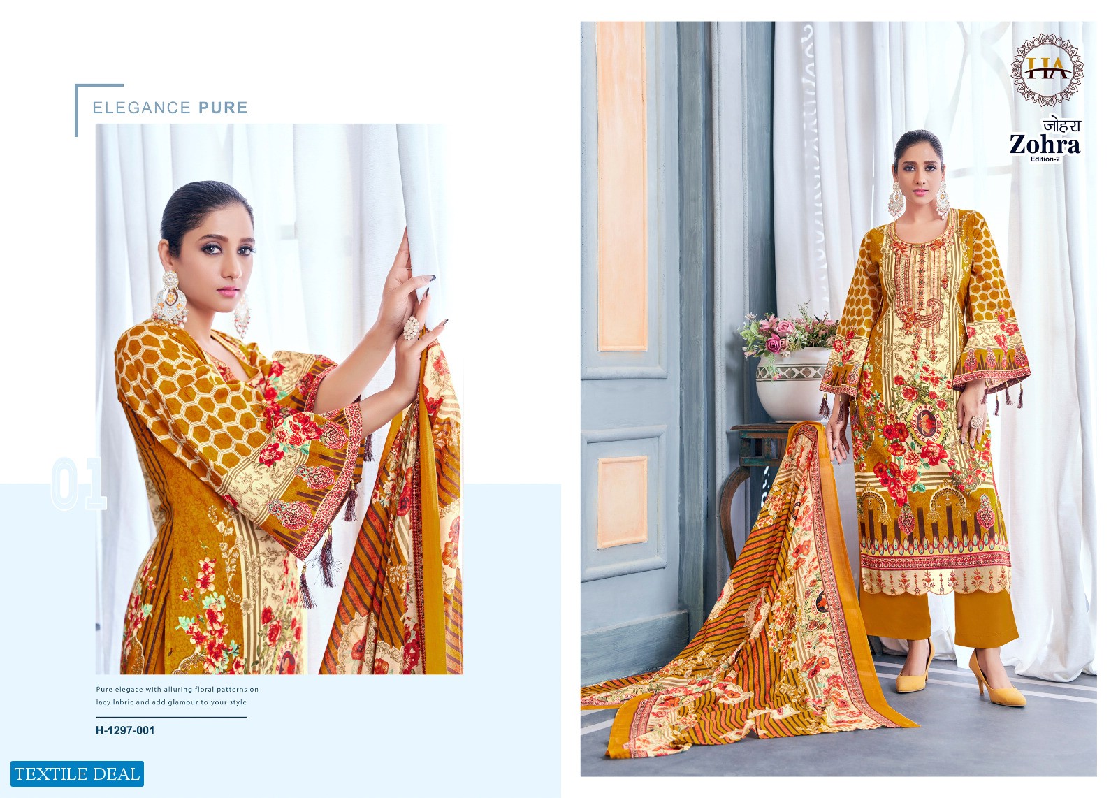 Harshit Zohra Vol-2 Wholesale Pure Cambric Pakistani Print Neck Work Dress Material