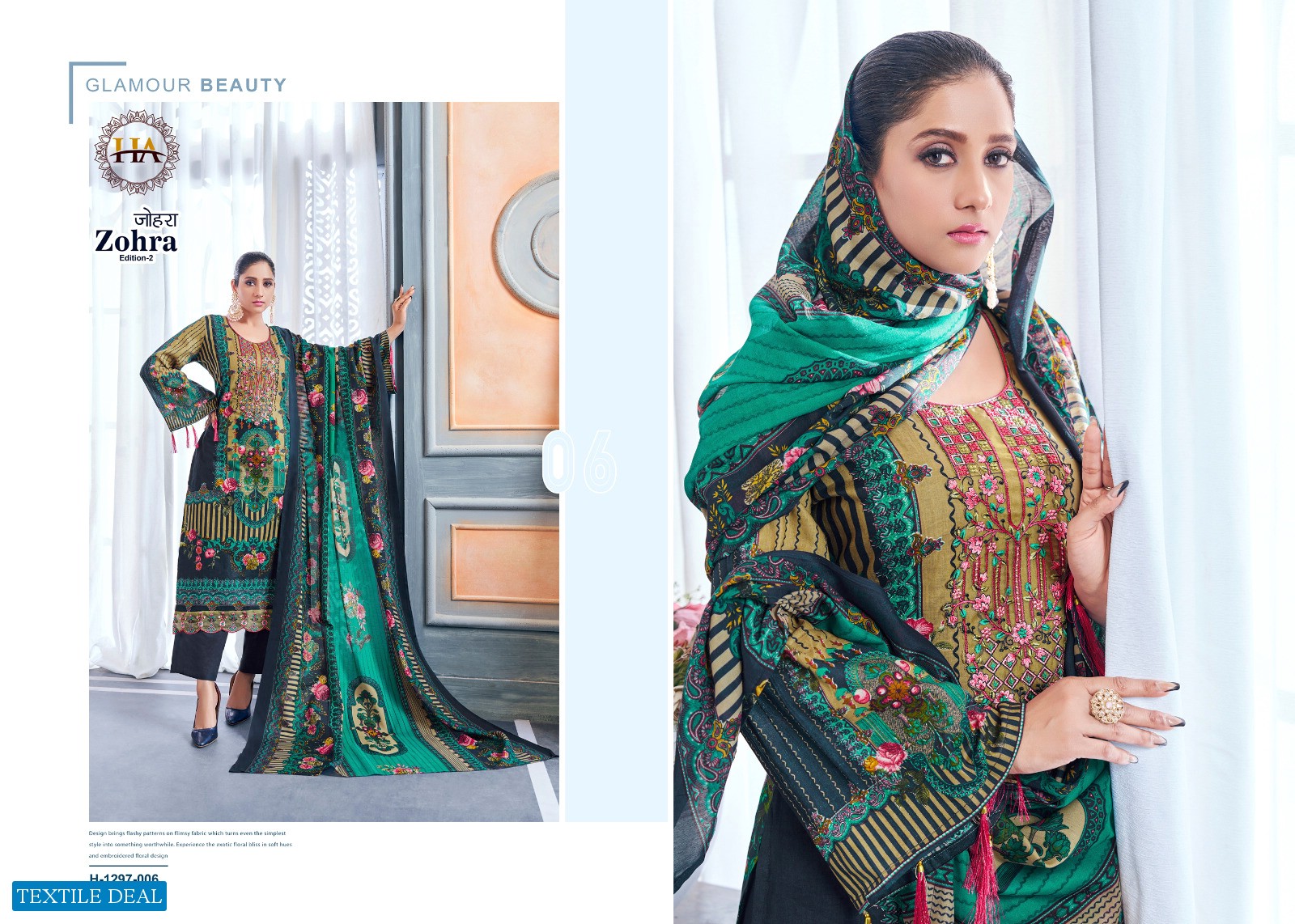 Harshit Zohra Vol-2 Wholesale Pure Cambric Pakistani Print Neck Work Dress Material