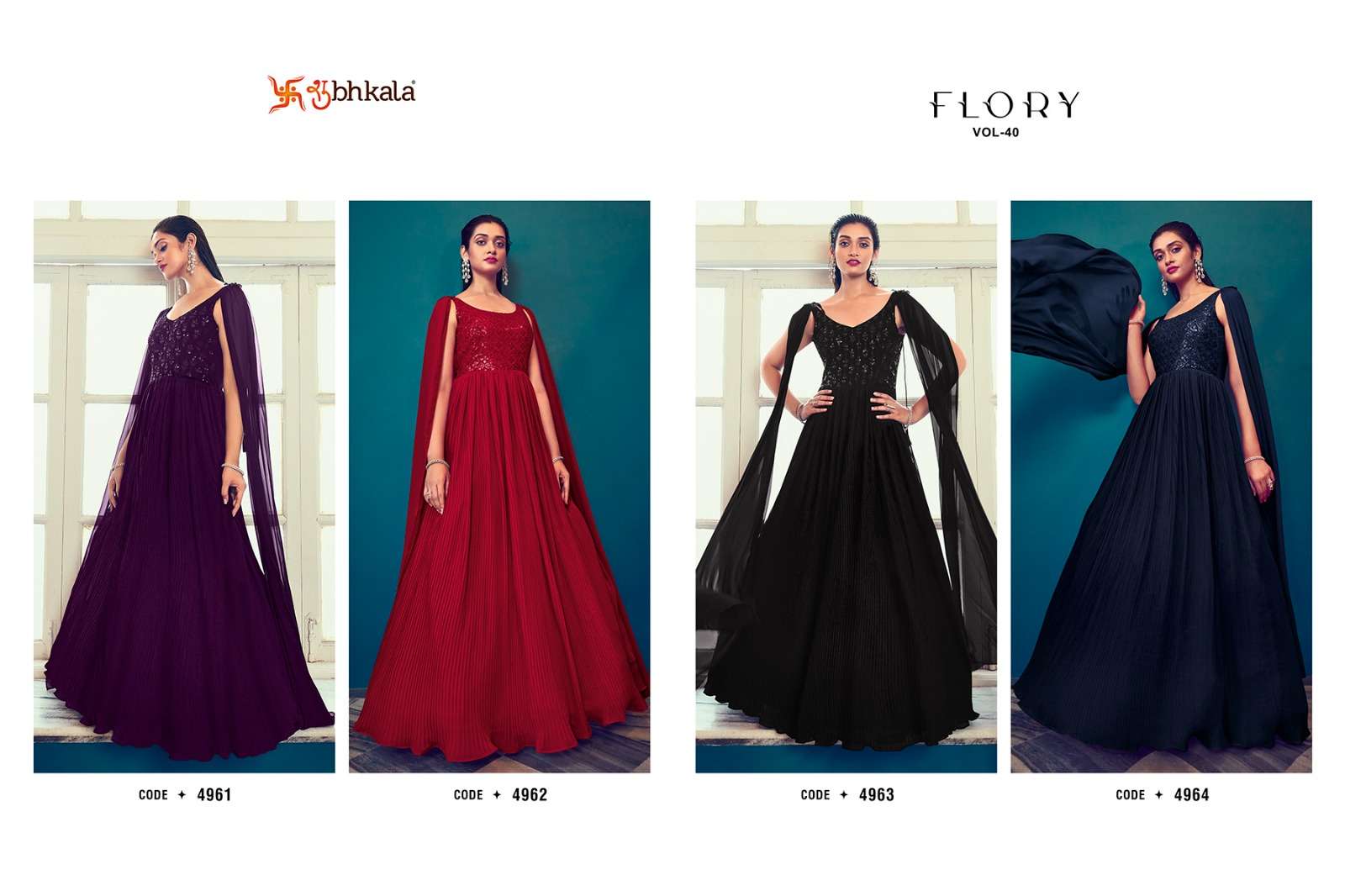 SHUBHKALA KHUSHBU FASHION FLORY VOL 40 EXCLUSIVE DESIGNERS STITCHED LONG GOWN COLLECTION