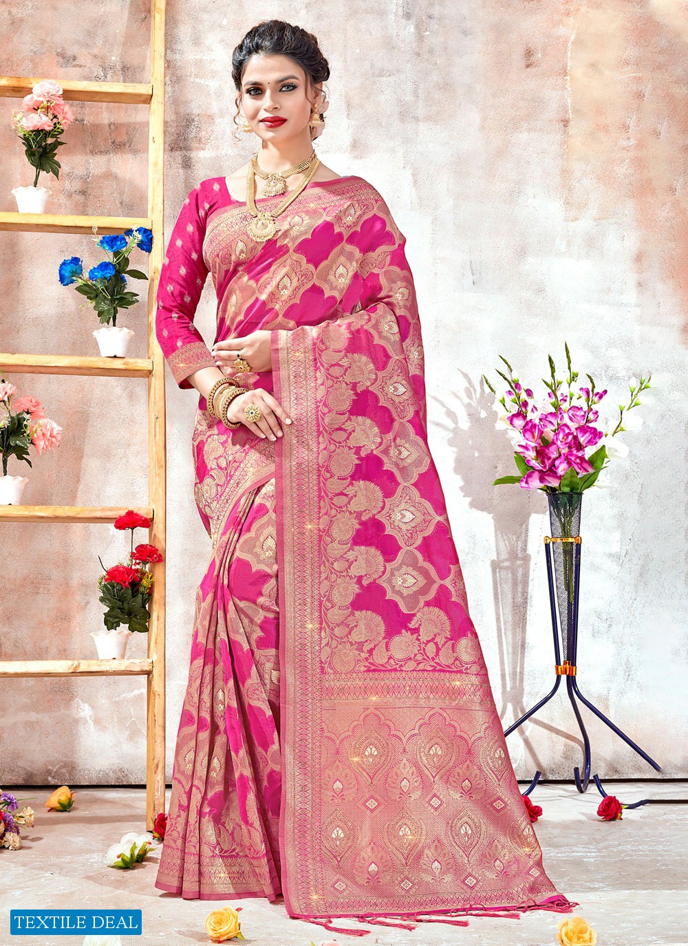 Bunawat Rukmani Wholesale Organza Fabrics Sarees