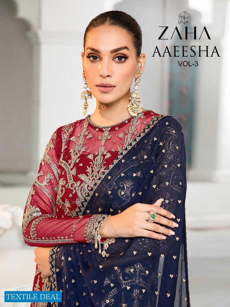 ZAHA AAEESHA VOL 3 10117 HITS COLOURS AMAZING DESIGNER WORK PAKISTANI SALWAR KAMEEZ MATERIAL