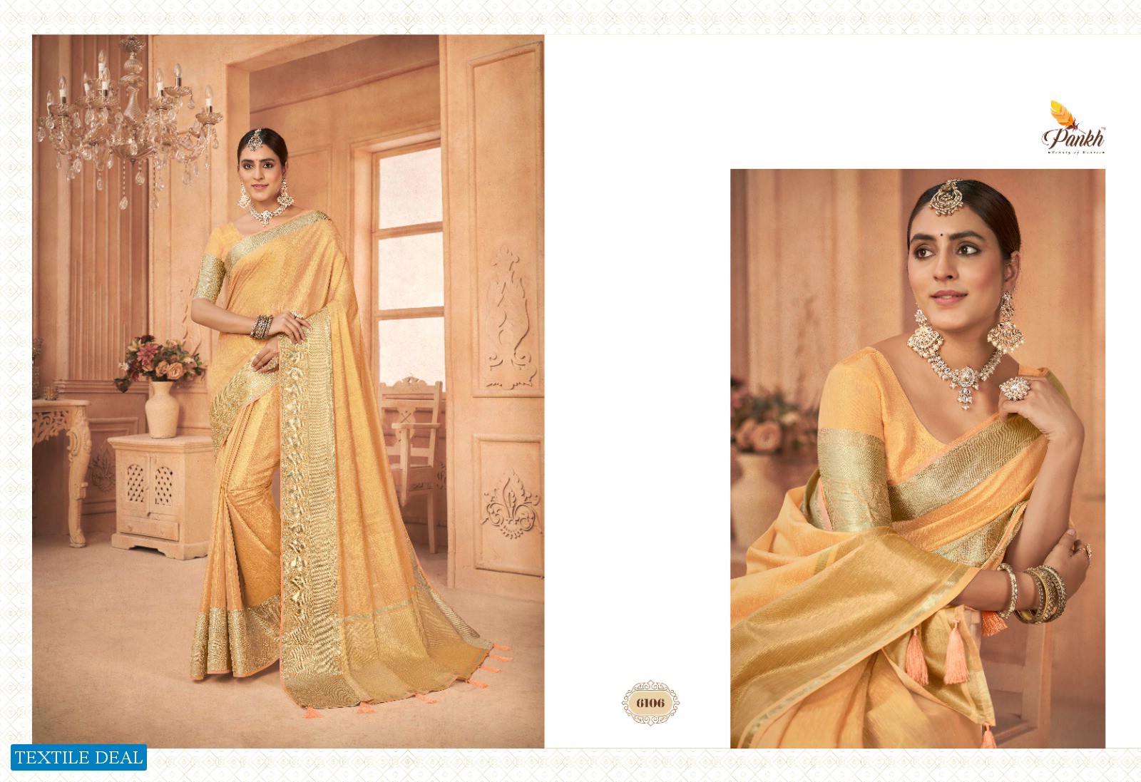 PANKH PRESENT ANUSHKA VOL 2 6101-6111 DESIGNER FESTIVE WEAR LINEN TISSUE SILK SAREES