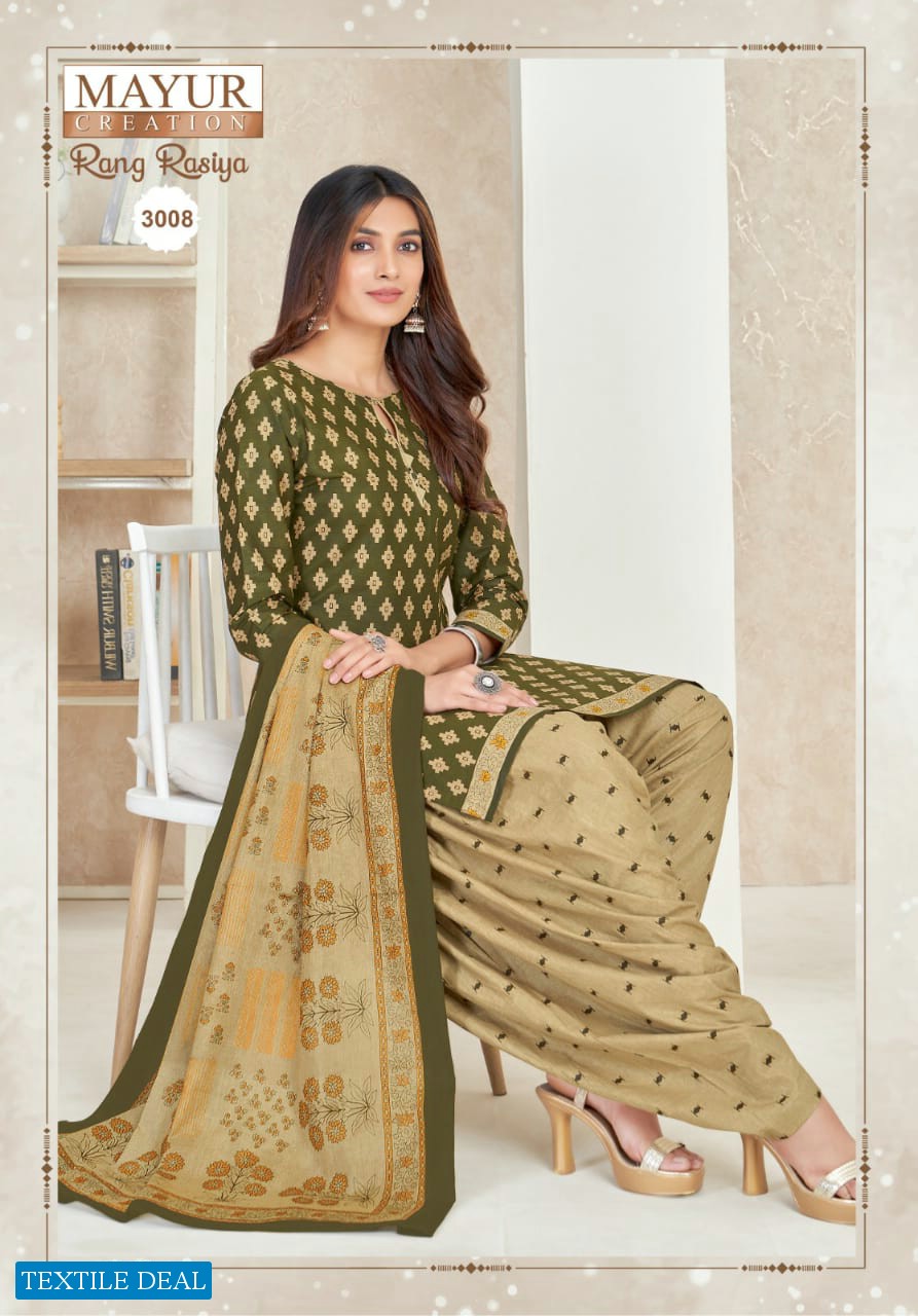 Mayur Rang Rasiya Vol-3 Wholesale Heavy Cotton Fabrics Dress Material