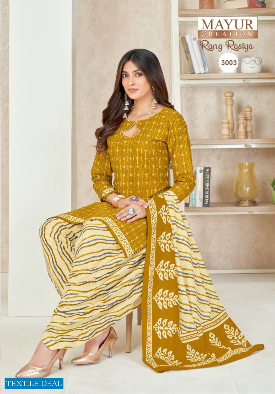 Mayur Rang Rasiya Vol-3 Wholesale Heavy Cotton Fabrics Dress Material