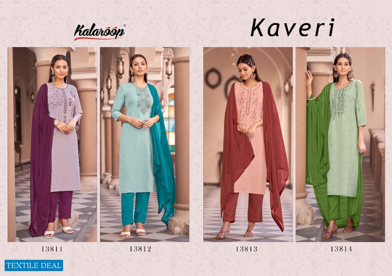 KALAROOP PRESENT KAVERI AMAZING HANDWORK KURTI WITH PANT AND DUPATTA