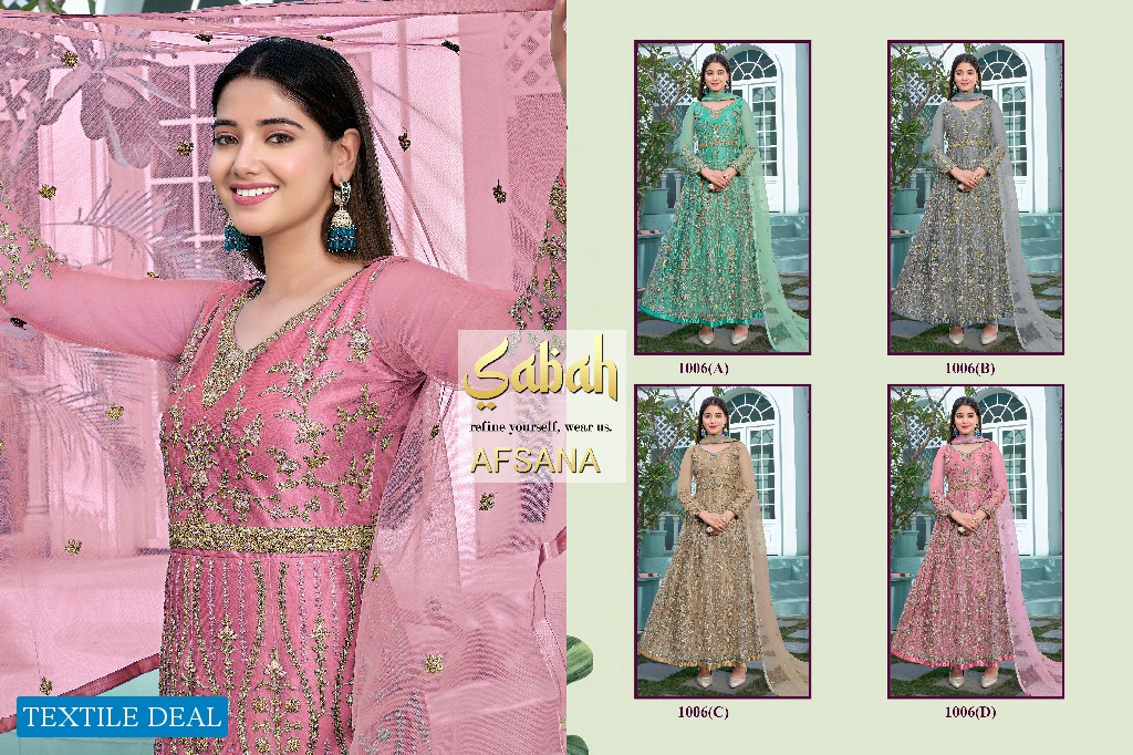 Sabah Afsana 1006 Colour Wholesale Designer Ethnic Salwar Suits