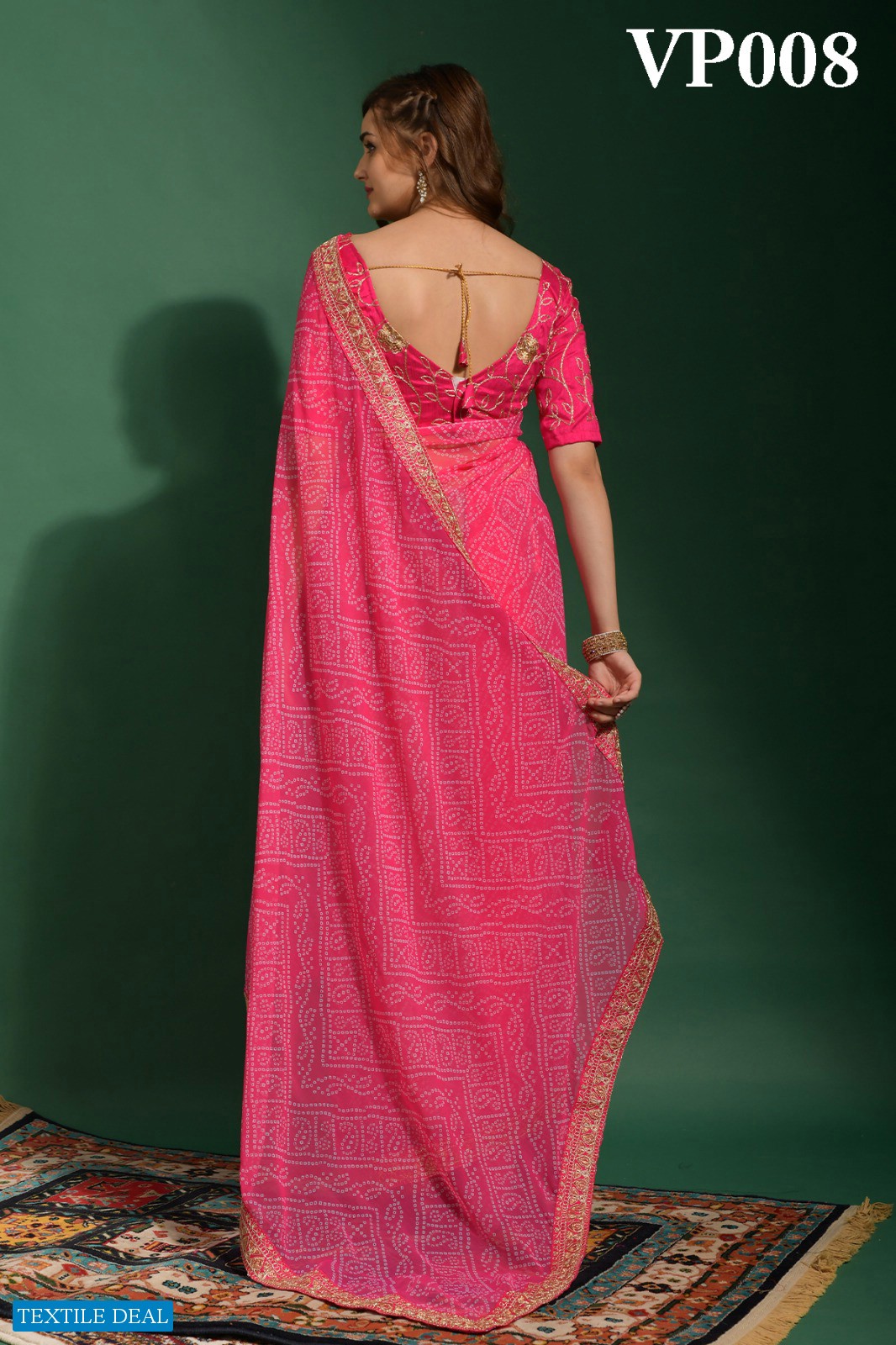 Fashion Berry Bandhani Wholesale Bandhani Printed Embroidery Work Ethnic Sarees