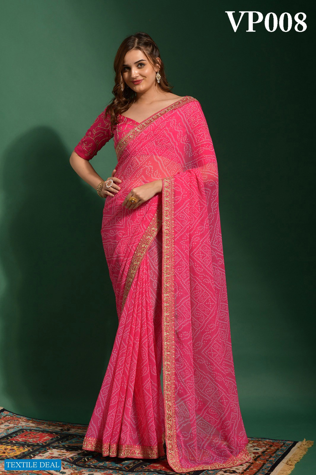 Fashion Berry Bandhani Wholesale Bandhani Printed Embroidery Work Ethnic Sarees