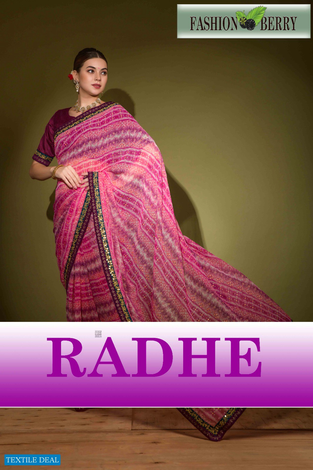 Fashion Berry Radhe Wholesale Heavy Georgette With Work Sarees