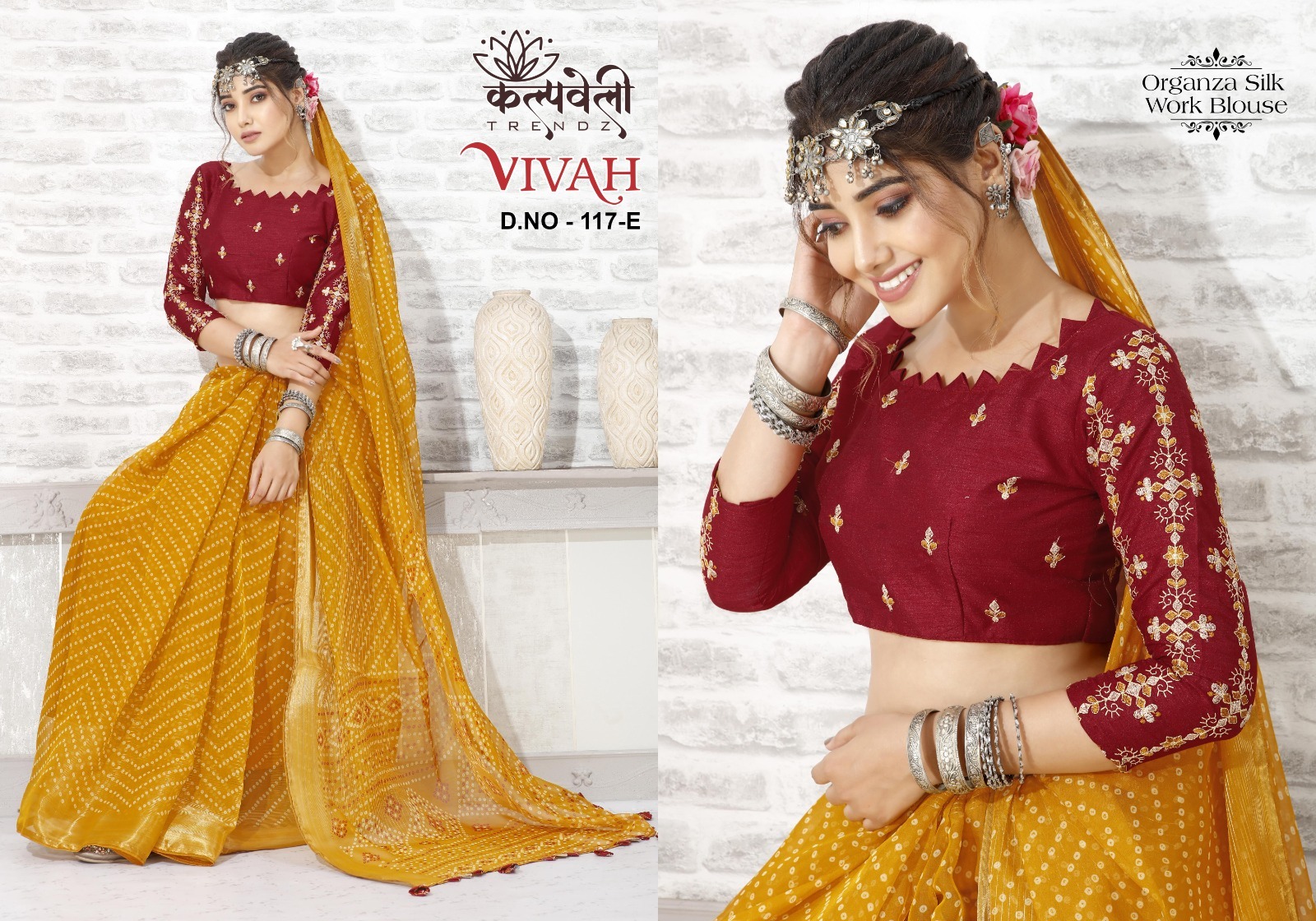 Kalpvelly Vivah D.no 117 Wholesale Organza Silk Indian Sarees