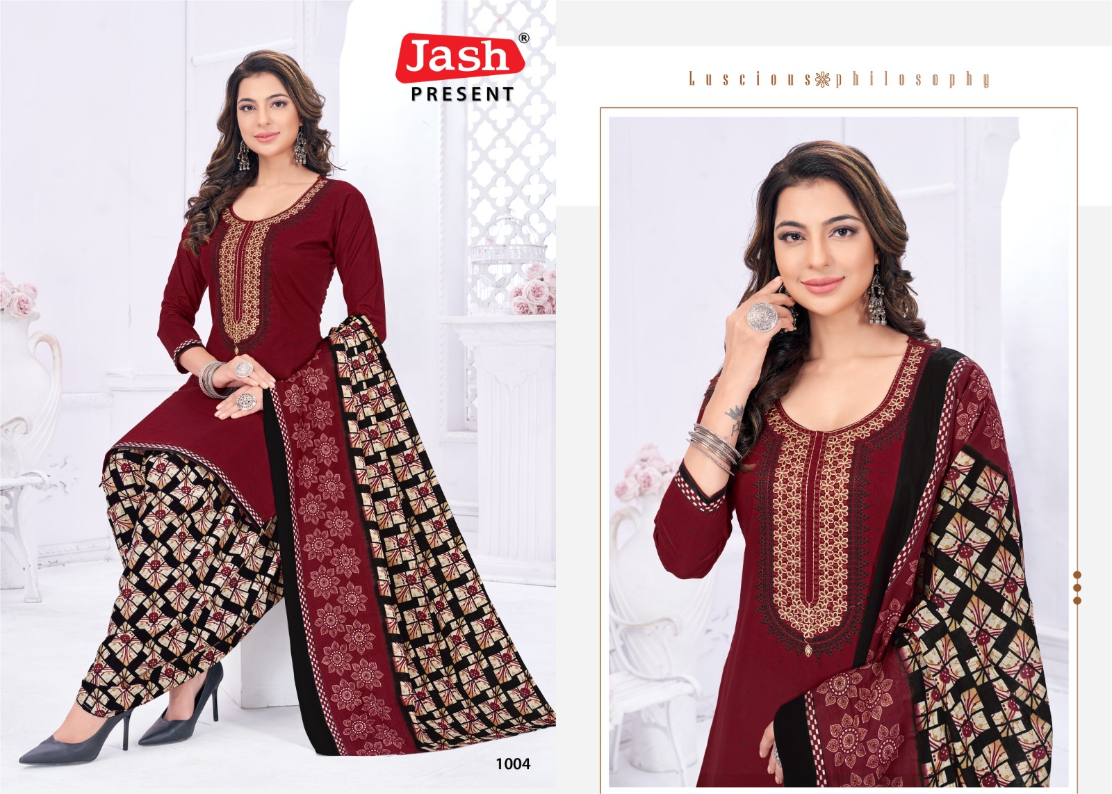 Jash Anupama Vol-1 Wholesale Neck Embroidery Cotton Dress Material