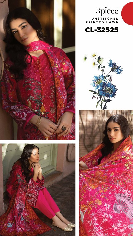 Gul Ahmed Summer Eden 3 Piece Unstitched Printed Lawn Pakistani Suits