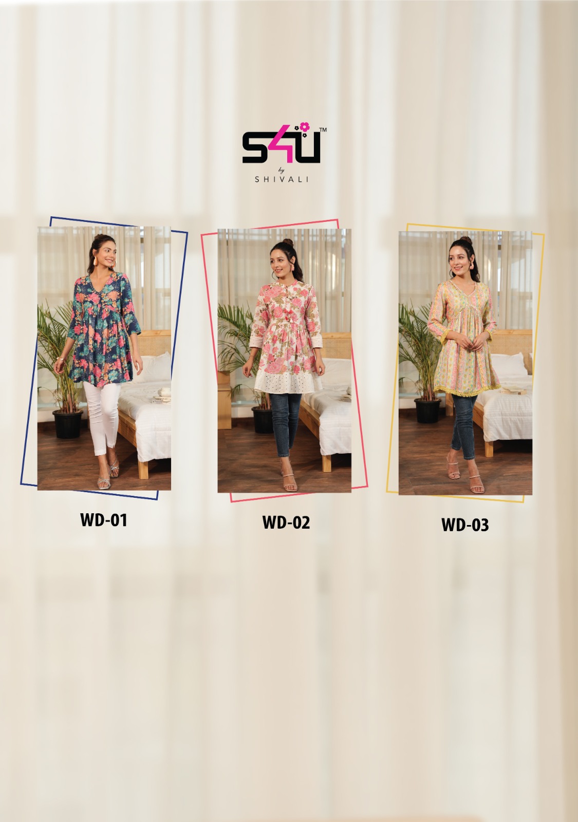 S4U PRESENT WEDESI MOST BEAUTIFUL PRINT STITCH FLARED TUNICS COLLECTION