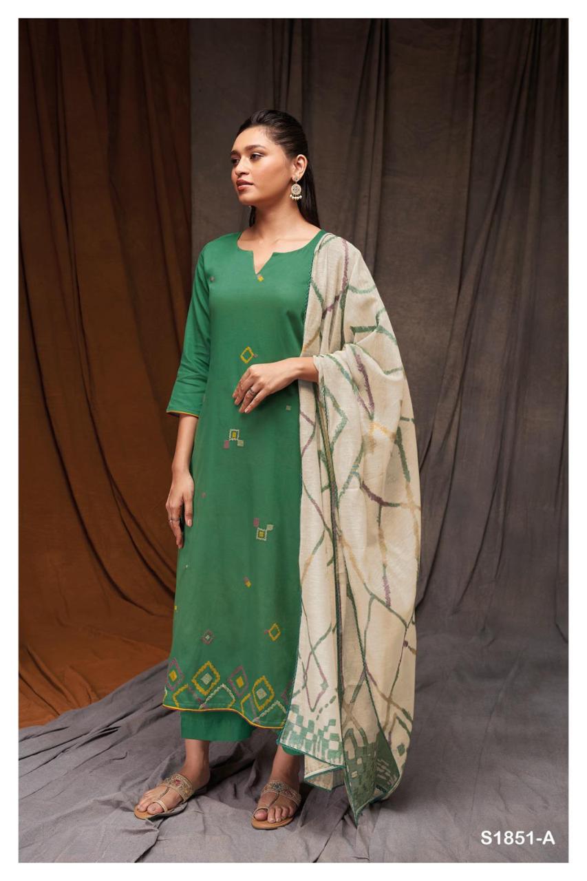 GANGA MYLA S1851 ADORABLE EMBROIDERY WORK SALWAR KAMEEZ MATERIALS