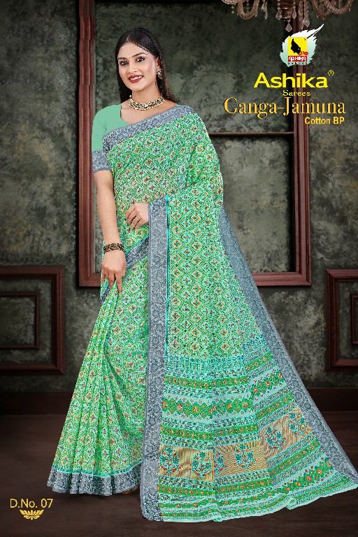 Ashika Ganga Jamuna Wholesale Gadwal Cotton Printed With Resham Border Sarees