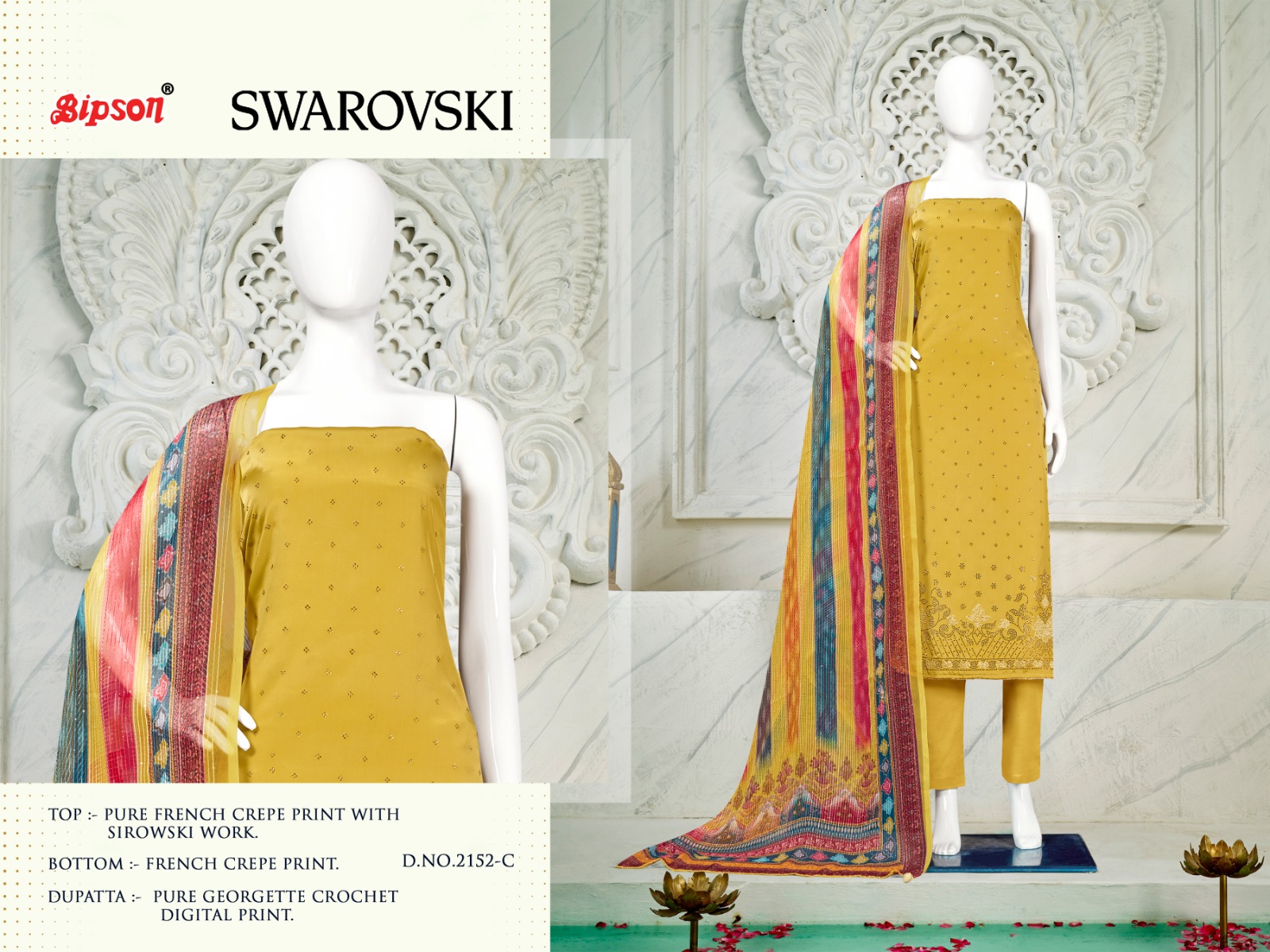 BIPSON SWAROVSKI 2152 CRAPE PRINT WITH WORK PREMIUM SUIT MATERIALS