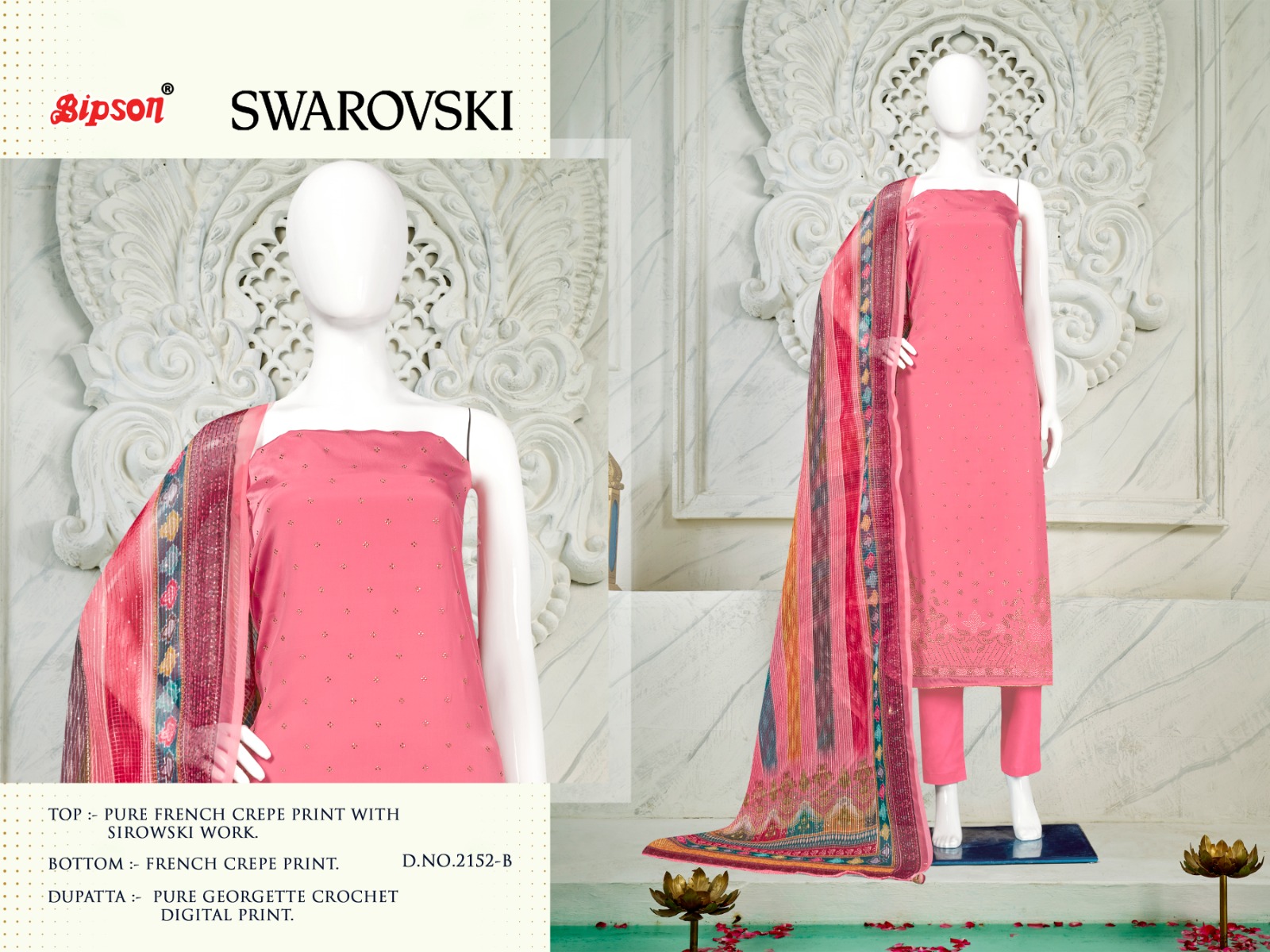 BIPSON SWAROVSKI 2152 CRAPE PRINT WITH WORK PREMIUM SUIT MATERIALS
