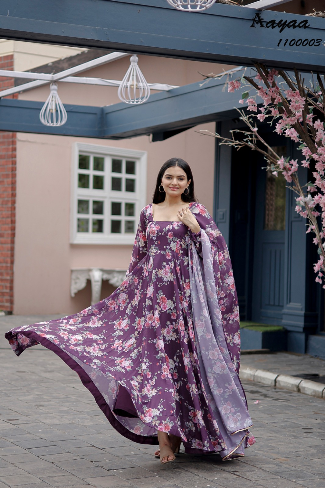 AAYAA VOL 11 FANCY RICH FLOWER PRINTED STITCH LONG GOWN WITH DUPATTA