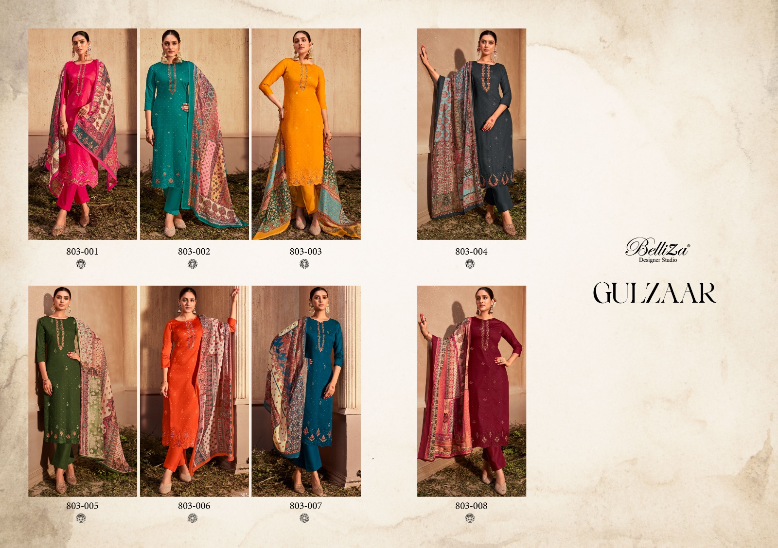 BELLIZA DESIGNER GULZAAR AMAZING WORK COTTON DRESS MATERIALS IN BEST RATE