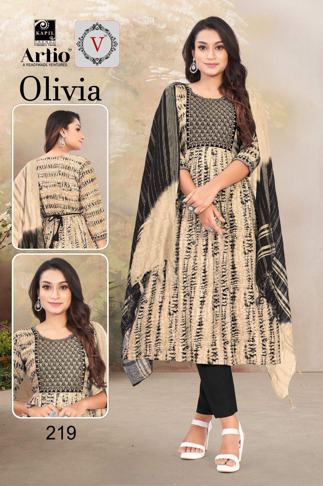 Artio Olivia Wholesale Ready Made 3 Piece Kurti With Pant And Dupatta