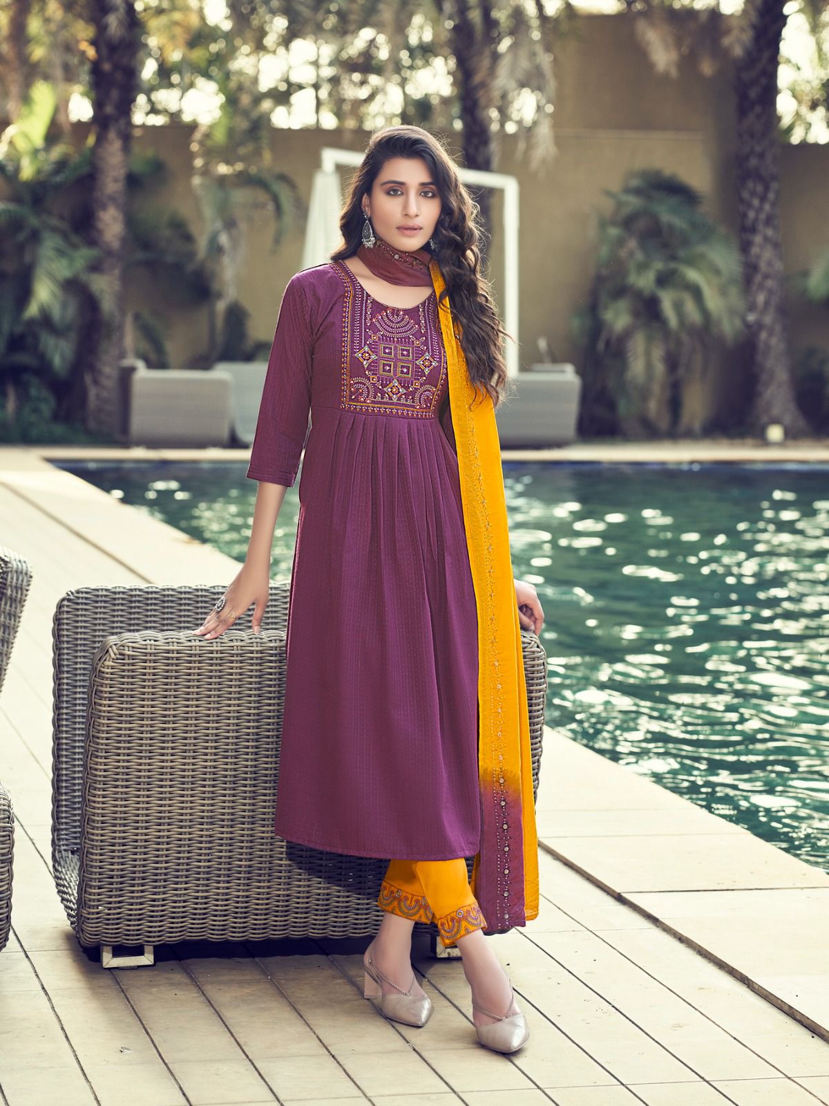 MASTANI VOL 2 BY COLOURPIX FANCY NECK WORK READYMADE NAYRA CUT SALWAR KAMEEZ CATALOG