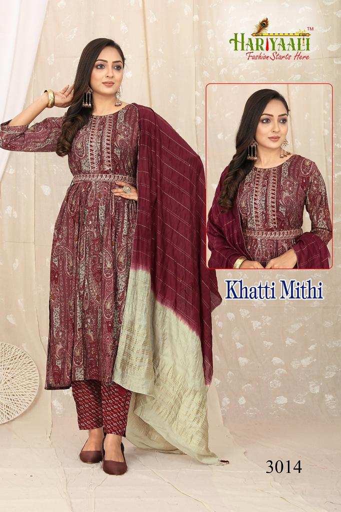 Hariyaali Khatti Mithi Vol-3 Wholesale Modal Foil Print 3 Piece  Readymade Dresses