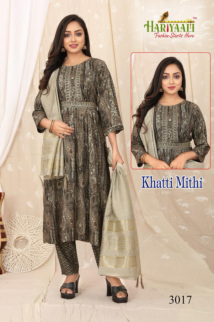 Hariyaali Khatti Mithi Vol-3 Wholesale Modal Foil Print 3 Piece  Readymade Dresses