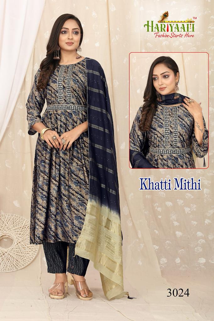 Hariyaali Khatti Mithi Vol-3 Wholesale Modal Foil Print 3 Piece  Readymade Dresses