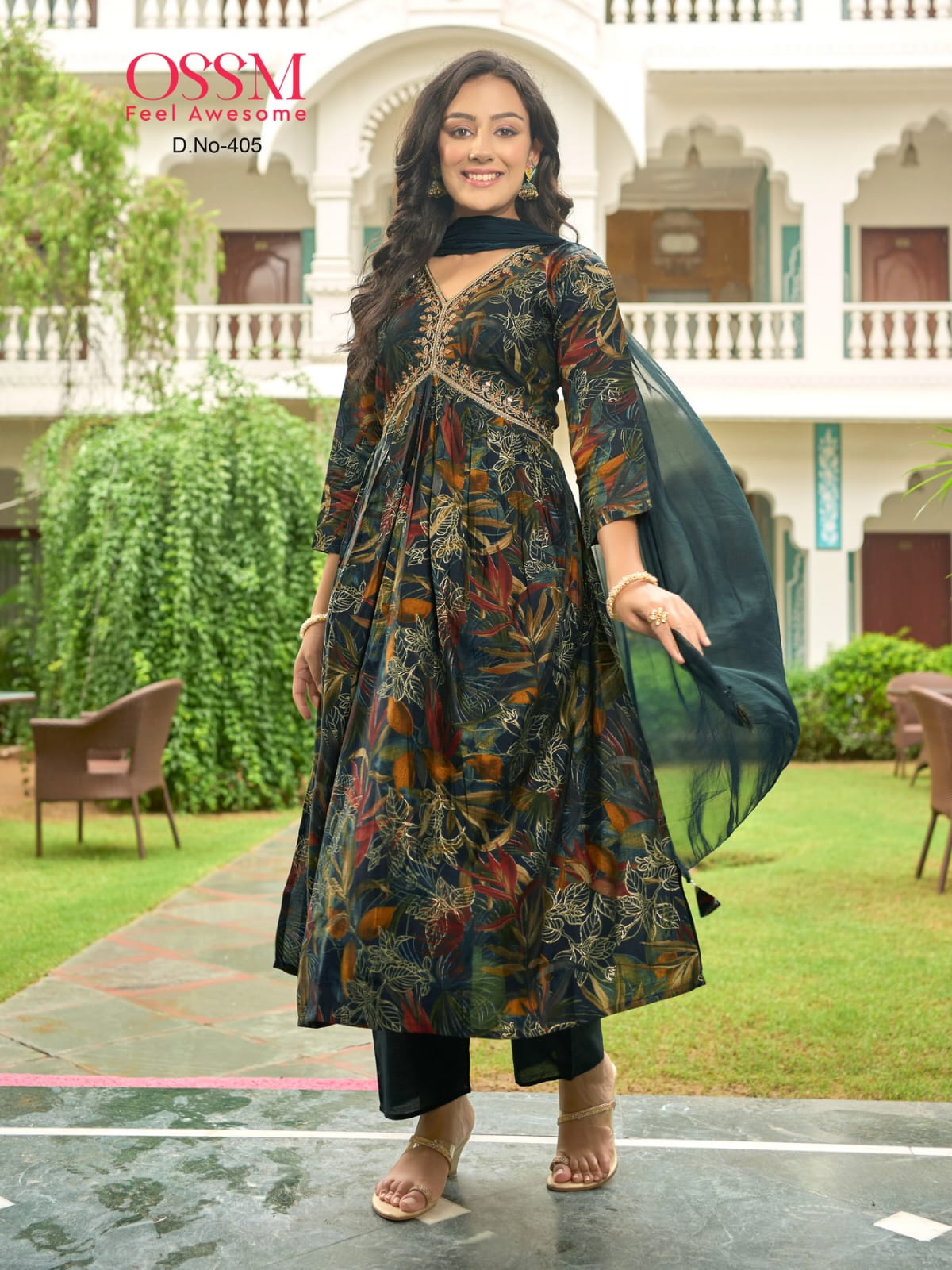 RESHAM VOL 4 BY OSSM FANCY 3PCS SET ALIA CUT KURTI WITH PANT AND NAZEEN DUPATTA