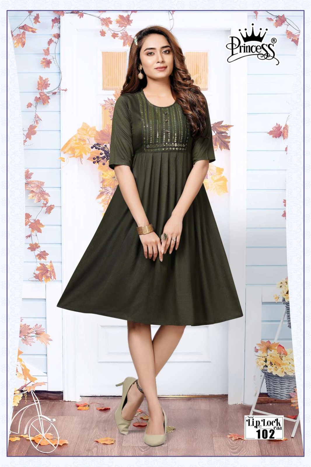Princess Lip Lock Wholesale Rayon Short Flair Kurtis