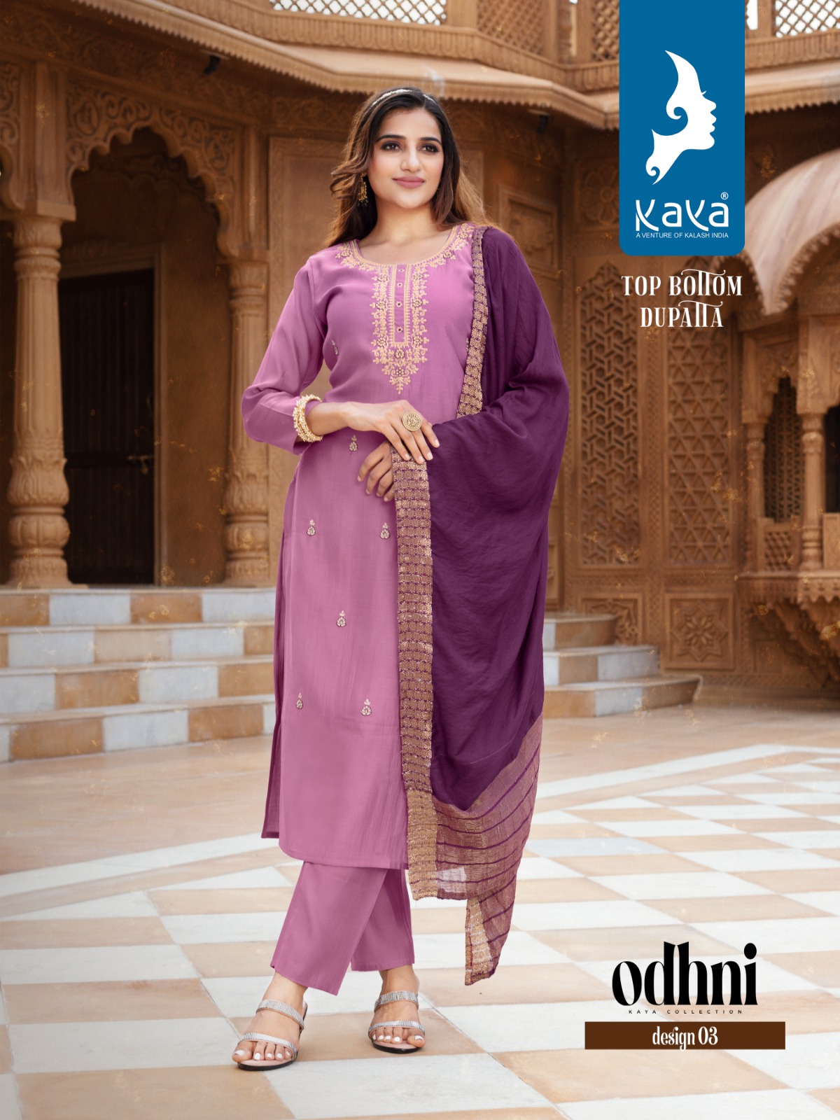 KAYA PRESENT ODHNI READYMADE 3PCS SUITS DESIGNER WORK KURTI WITH PANT AND CHANDERI DUPATTA