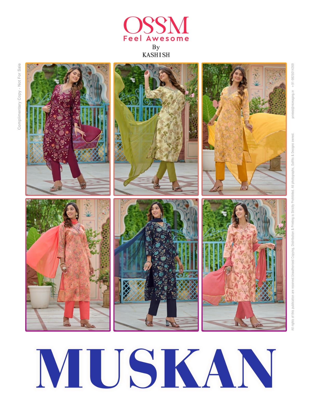 OSSM Muskan Wholesale V Neck Ready Made 3 Piece Dress Catalog