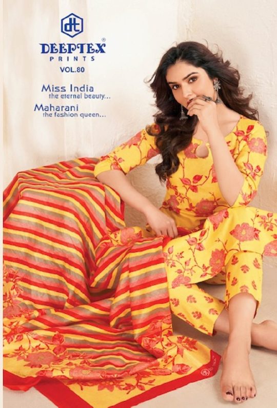 Deeptex Miss India Vol-80 Wholesale Pure Cotton Printed Dress Material