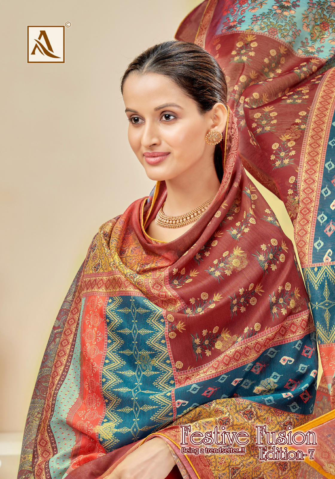 Alok Festive Fusion Vol-7 Wholesale Cotton Dyed With Embroidery Work Dress Material