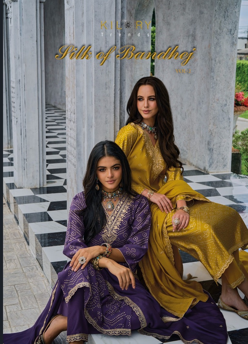 Kilory Silk Of Bandhej Vol-2 Wholesale Pure Viscose With Fancy Embroidery Work Dresses