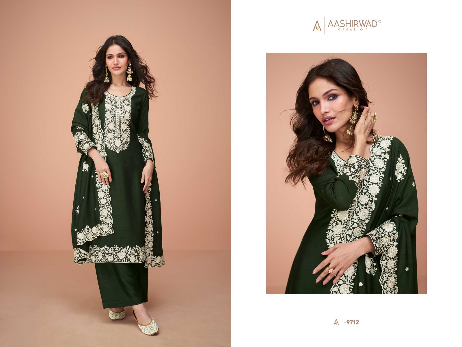 Aashirwad Benchmark Wholesale Premium Silk Straight Salwar Suits